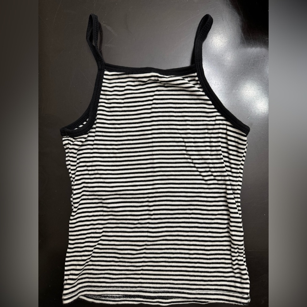 John Galt Small Black and White Striped square neck knit Camisole - Picture 3 of 3